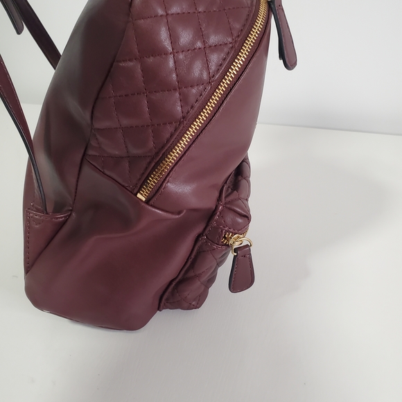 GUESS Quilted Burgundy Mini Backpack - Picture 8 of 14
